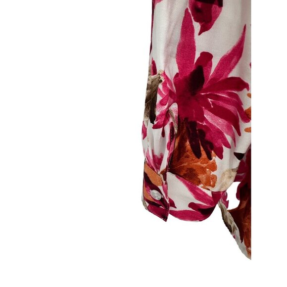 Chico's Womens Pink Floral Collared Button Up Roll Tab Sleeve Size 1 US M - Picture 6 of 13